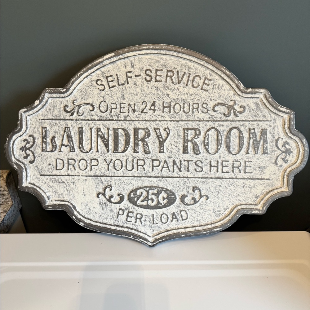 Vintage Laundry Room Wall Decor in Silver and Gray